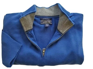 Lands End Men's  Supima Cotton Quarter Zip Sweater Size XL 46-48 Blue A68* - Picture 1 of 9