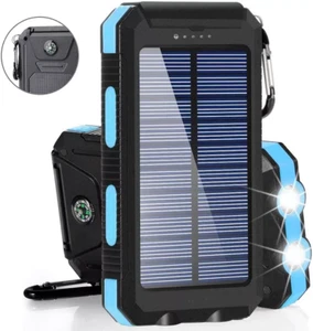 Solar Powerbank 10000mAh Tragbar Ladegerät für Handy Camping & Outdoor - Bild 1 von 15
