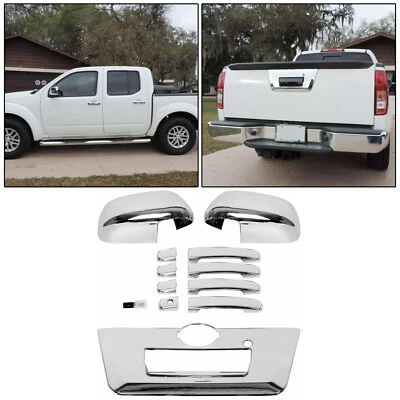 For 13-19 Nissan Frontier Chrome Mirror+4 Door Handle w/PSG KEYHO+Tailgate Cover - Image 1 of 4