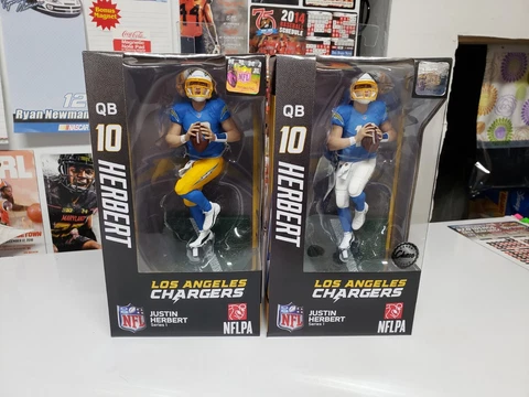 Lot of (2) Justin Herbert Chargers Imports Dragon 6" Figures 1 chase 1 regular Cover
