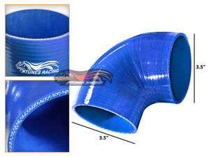 BLUE Elbow 3.5" 89mm 4-ply Silicone Coupler Hose Turbo Intake Intercooler GMC