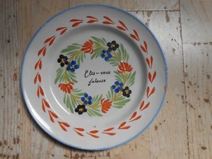 Ancienne assiette parlante Rambervillers. Faience du XIXème. "Etes vous jalouse" - Picture 1 of 4