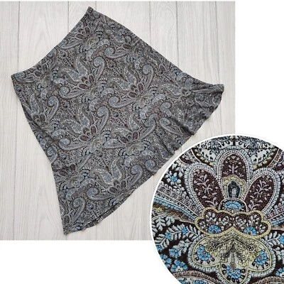 Falda Vintage Años 90 Y2K Elastizada Paisley Marrón Ciudad de Nueva York Línea A Capricho M L Foto 1 de 4