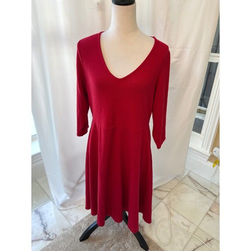 VETEMENTS Abito Torrid super morbido in maglia di peluche scollo a V manica 3 4 rosso taglia 1