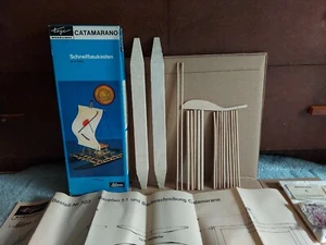 VTG Schuco-Hegi CATAMARANO Wood Sail Model Kit Schnellbaukasten #503 Germany CIB - Picture 1 of 20