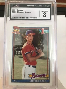 CHIPPER JONES 1991 TOPPS #333 RC 8 NM/MINT GRADED CGC - Picture 1 of 1