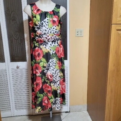 Madison Leigh Ladies Beautiful Multicolor Floral Ruched Dress - Size 14 - Image 1 of 4