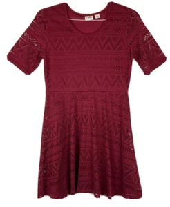 Cato Girls Dress Size 18 XL Maroon Lined Fit and Flare Knee Length - Picture 1 of 5