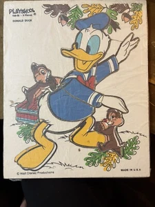 Vintage Playskool Disney Donald Duck Chip and Dale 9 Piece Children Wood Puzzle - Picture 1 of 4