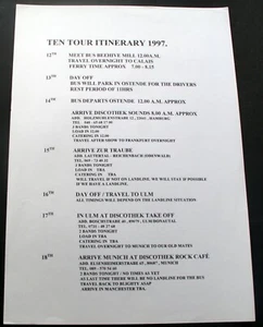Ten Gary Hughes Itinerary Vintage Original 1 Sheet German Tour November 1997 - Picture 1 of 12
