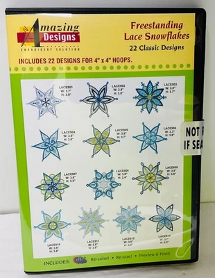 AmazingDesignsFreestandingLaceSnowflakes 22 ClassicEmbroideryDesignsFor 4x4 Hoop - Image 1 of 3