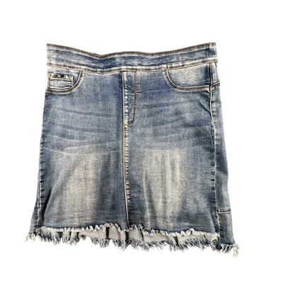 Falda Denim Coco & Carmen L Azul Deshilachado Dobladillo Volantes Y2K Boho Ropa de Calle Informal Foto 1 de 4