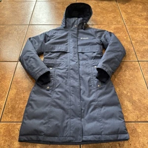 Columbia Womens Apres Arson II Down Long Omni Heat Hooded Jacket Blue Size small - Picture 1 of 10