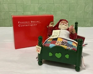 RARE VTG Clothtique Santa Possible Dreams SANTA IN BED MUSICAL #713076 1990 - Picture 1 of 15