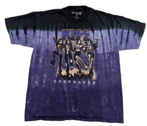 KISS Destroyer Liquid Blue Shirt Mens XL Purple Tye Dye Rock Music Band 2005 - Picture 1 of 6