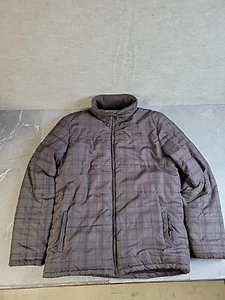 Billabong Mens Jacket Zip Up Coat Size M Brown Plaid Fleece Lined - Picture 1 of 12