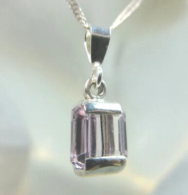 KUNCITA - Collar de plata de ley .925 rosa genuino sin tratar corte princesa Foto 1 de 4