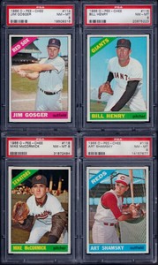 PSA 8 1966 OPC O-pee-chee Topps #114 Jim Gosger Red Sox SET BREAK LOW POP 8