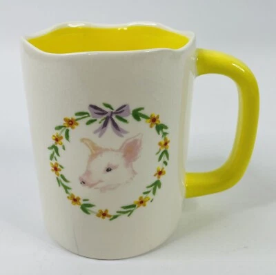 Angela Staehling Floral Pig 4 3/8" Coffee Cup Mug Sketchbook Series by Magenta - Image 1 of 4