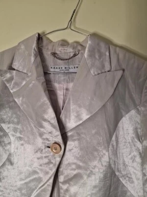 Blazer Karen Millen UK14 Forrado | Satinado Metálico A Medida | Negocios | Informal Foto 1 de 4