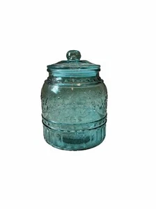 Canister or Cookie Jar The Pioneer Women Clear Blue Glass - Picture 1 of 3