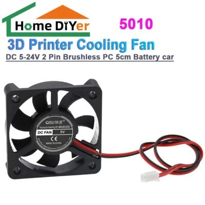 5010 DC 5-24V 2 Pin Brushless PC 3D Printer Cooling Fan 5cm Battery car - Image 1 of 4