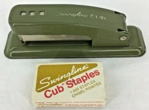Vintage Swingline CUB Hefter & Heftklammern Box mit 800 Meißelspitze Klammern grün - Bild 1 von 12