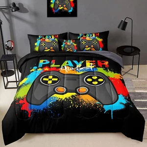 6 Pieces Gamer Comforter Set for Boys Gaming Bedding Set Full Size,Video Game Co - Picture 1 of 7