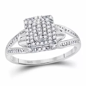 10kt White Gold Womens Round Diamond Cluster Ring 1/6 Cttw - Picture 1 of 1