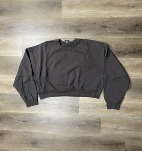 SKIMS Women's Cotton Fleece Classic Crewneck Cropped Sweatshirt Dark Brown 4XL - Picture 1 of 7