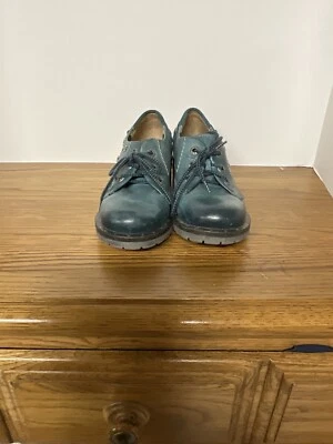 Dromedaris kenna size 36 5.5 Teal leather Oxford Studded Buckle Burnished Shoe - Image 1 of 4