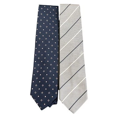 Breuer 100% Silk Luxury Necktie Geometric & Stripe Design Lot Of 2 - Image 1 of 4
