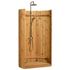 ALEKO Outdoor Ellipse Backyard Beach Pool Shower Rustic Cedar - Picture 1 of 11