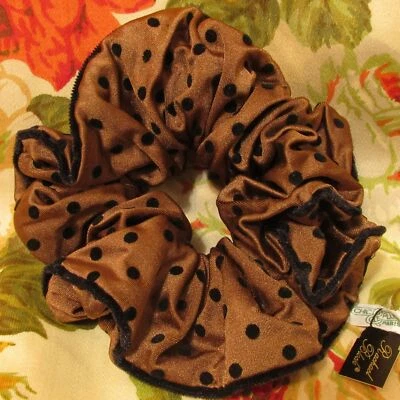 Vintage Chic & Plus Paris Made France Brown Black Flocked Scrunchie Velvet NWT - Image 1 of 4