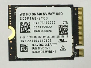 WD 2TB M.2 2230 SSD NVMe PCIe4x4 PC SN740 For Steam Deck ASUS ROG Flow X Laptop - Afbeelding 1 van 5