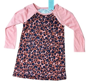Cat And Jack Girls Leopard with Solid Sleeve Night Gown Cat & Jack Size 3T New - Picture 1 of 3