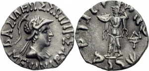 Asia Baktria Indo-Greci Menandro I Soter Dracma Athena Elmetto Scudo HGC 193 - Foto 1 di 1