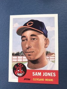 1991 TOPPS - 1953 TOPPS ARCHIVES - REPRINT # 6 SAM JONES - INDIANS