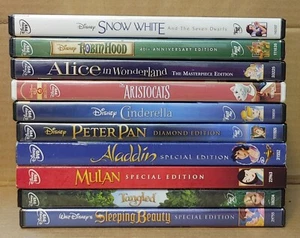 Disney Children DVDs Peter Pan, Mulan, Sleeping Beauty, Snow White, ++ Lot Of 10 - Picture 1 of 6
