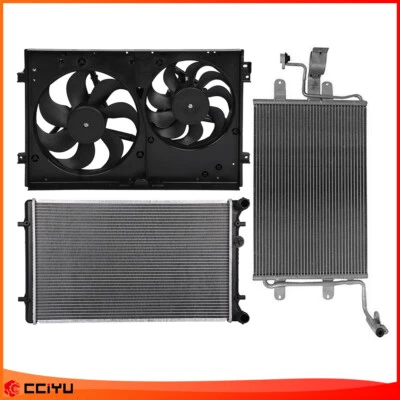 Cooling Fan and Radiator Condenser For 00-02 Audi TT 99-05 Volkswagen Golf Jetta - Image 1 of 4