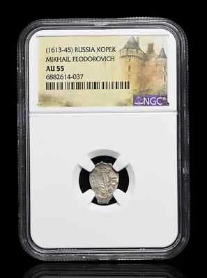 RUSSIA. Mikhail Fedorovich, 1613-1645, Silver Kopek, NGC AU55 - Image 1 of 4