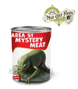 Etiquetas divertidas para latas de sopa - Etiqueta misteriosa de carne del área 51 para regalo de mordaza de broma paquete de 5 - Imagen 1 de 3