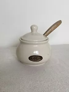 Country Kitchen Small Ceramic Sugar Pot With Wooden Spoon - Picture 1 of 5