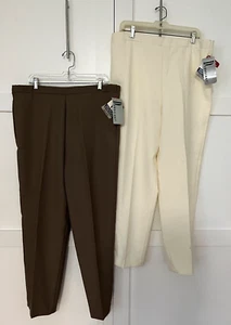 DONNKENNY NWT WOMENS ELASTIC WAISTBAND PANTS, LOT of 2 NWT-TAUPE/IVORY SIZE 16 - Picture 1 of 13