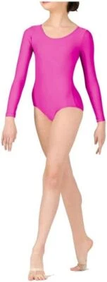 Girls Nylon Stretch Long Sleeve Leotard Kids Bodysuit - Image 1 of 4