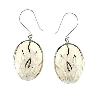 Pendientes MOP de plata de ley 925 concha blanca de 1-3/4" de Bali Indonesia Foto 1 de 2