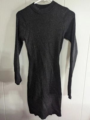 Charlotte Russe M Negro Brillante Manga Larga Suéter Vestido Ajustado Foto 1 de 4