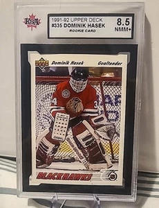 1991-92 Upper Deck #335 Dominik Hasek Rookie Card KSA 8.5 NMM+ NHL Hockey RC - Bild 1 von 2