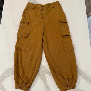 Pantaloni da jogging HYFVE con bottoni paracadute Fly Cargo donna grandi giallo scuro vita alta - Foto 1 di 9