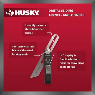 Husky Digital Display Sliding T-Bevel/Angle Finder, 8" Blade 1001389620 - Image 1 of 3